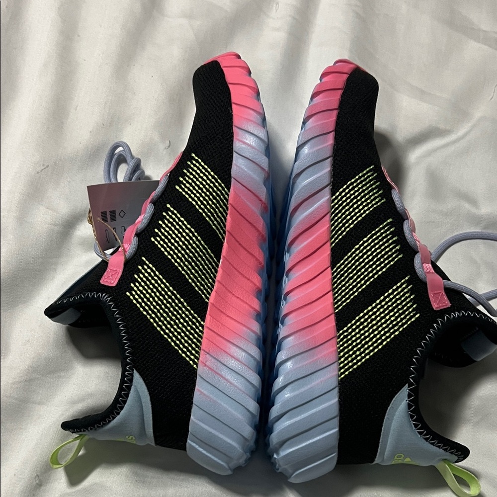 Adidas Kids Sneakers Black with Pink and Green Kaptir Flow K size 5 - Picture 7 of 12